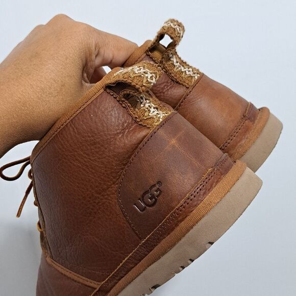 Ugg Australia Men's Neumel Lace Up Leather Winter Boots Size 9 Chestnut - Picture 8 of 15